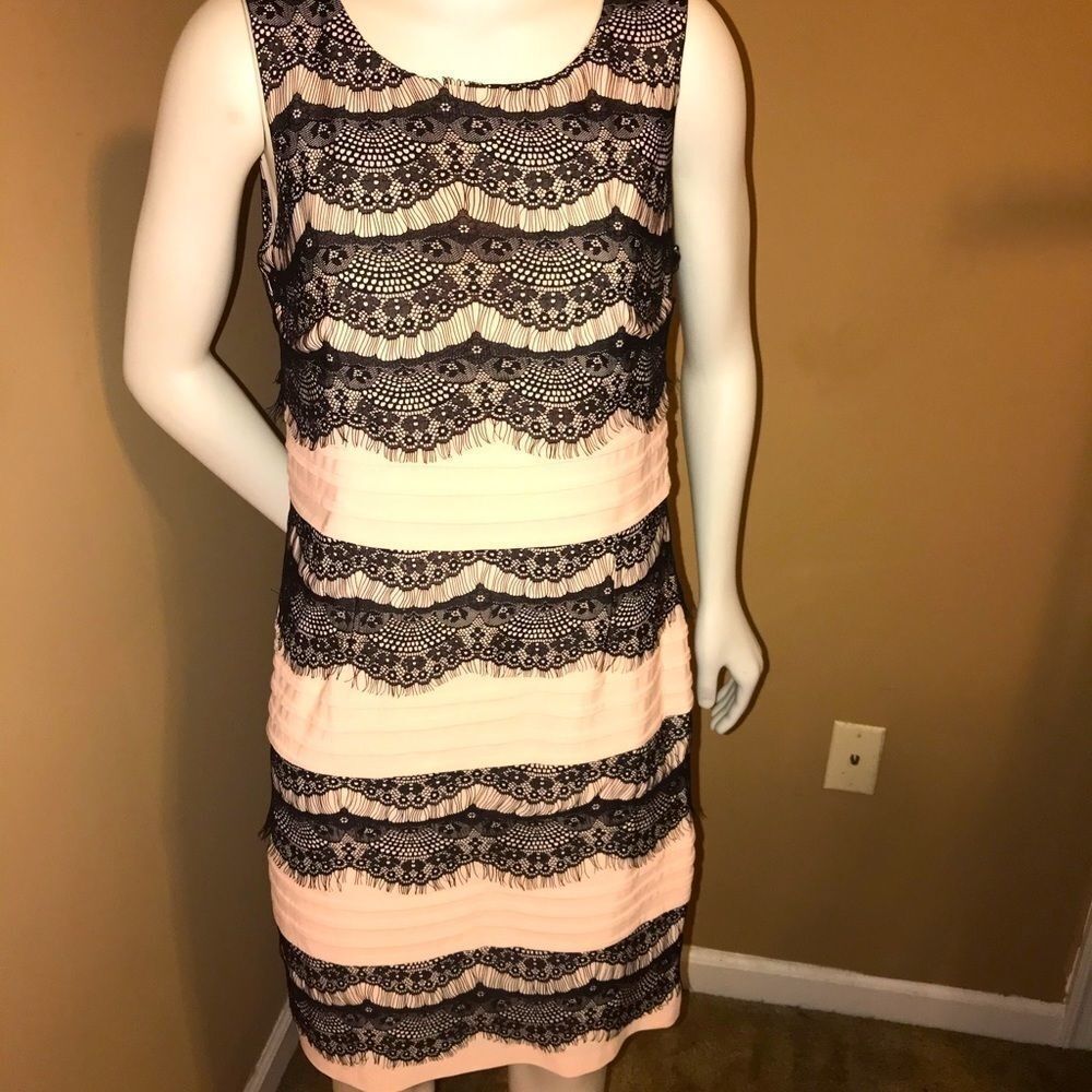 SCARLETT pink and black lace cocktail dress